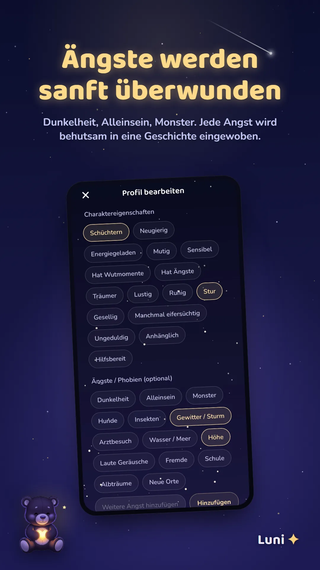 Kindliche Ängste behutsam im Charakterprofil bearbeiten