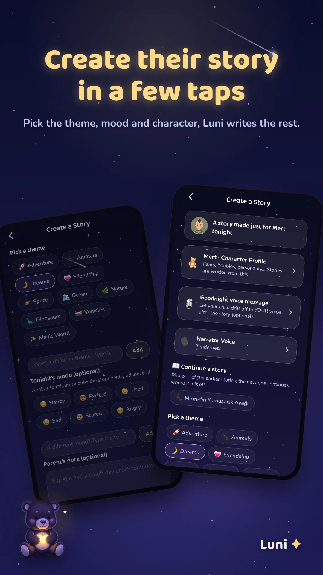 Creating a personalized story in a few taps