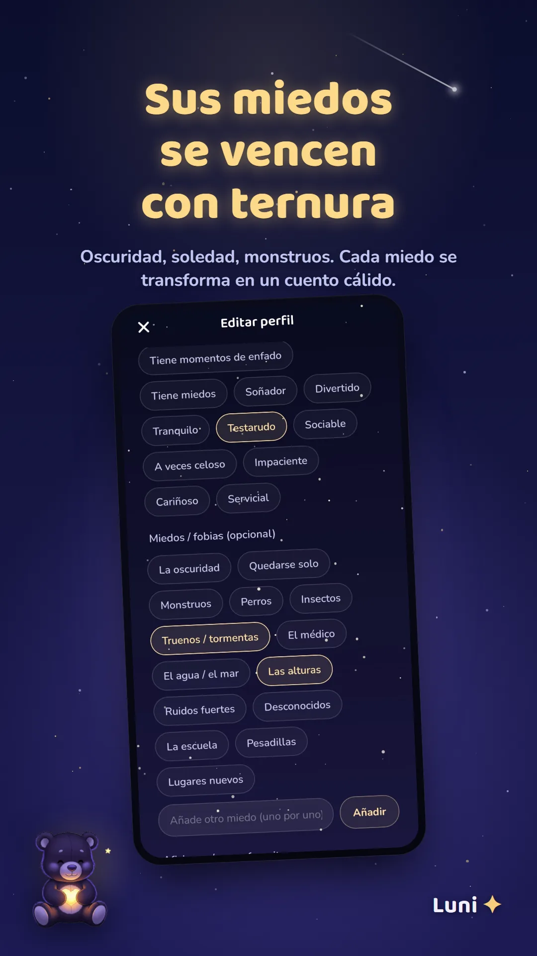 Trabajando con cariño los miedos del niño en su perfil de personaje