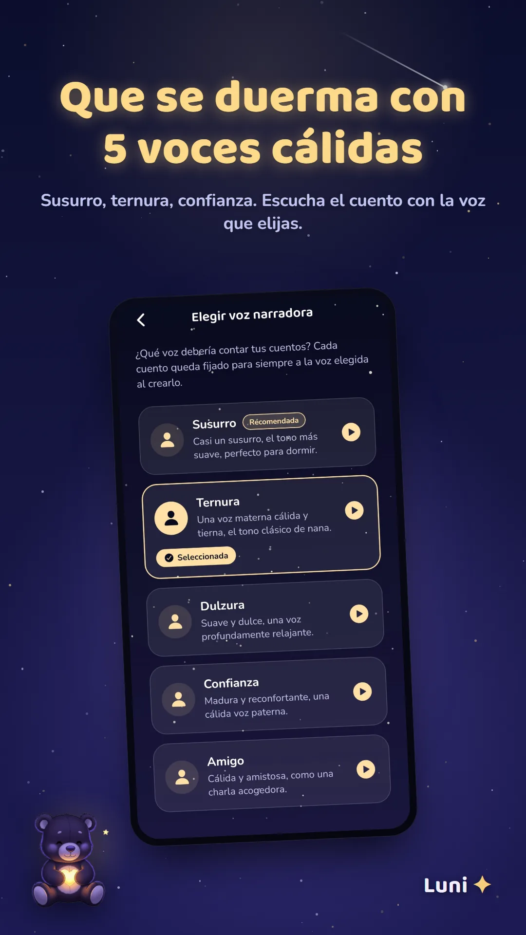 Eligiendo una voz narradora relajante para esta noche
