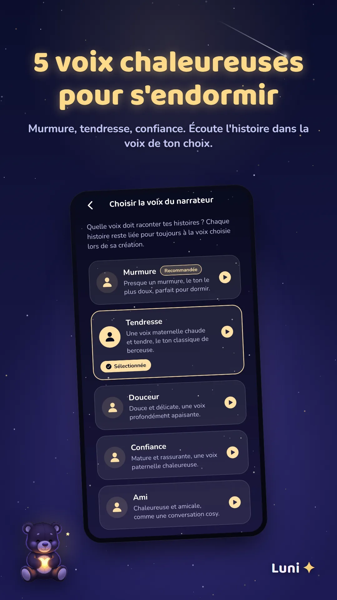 Le choix d'une voix narratrice apaisante pour ce soir