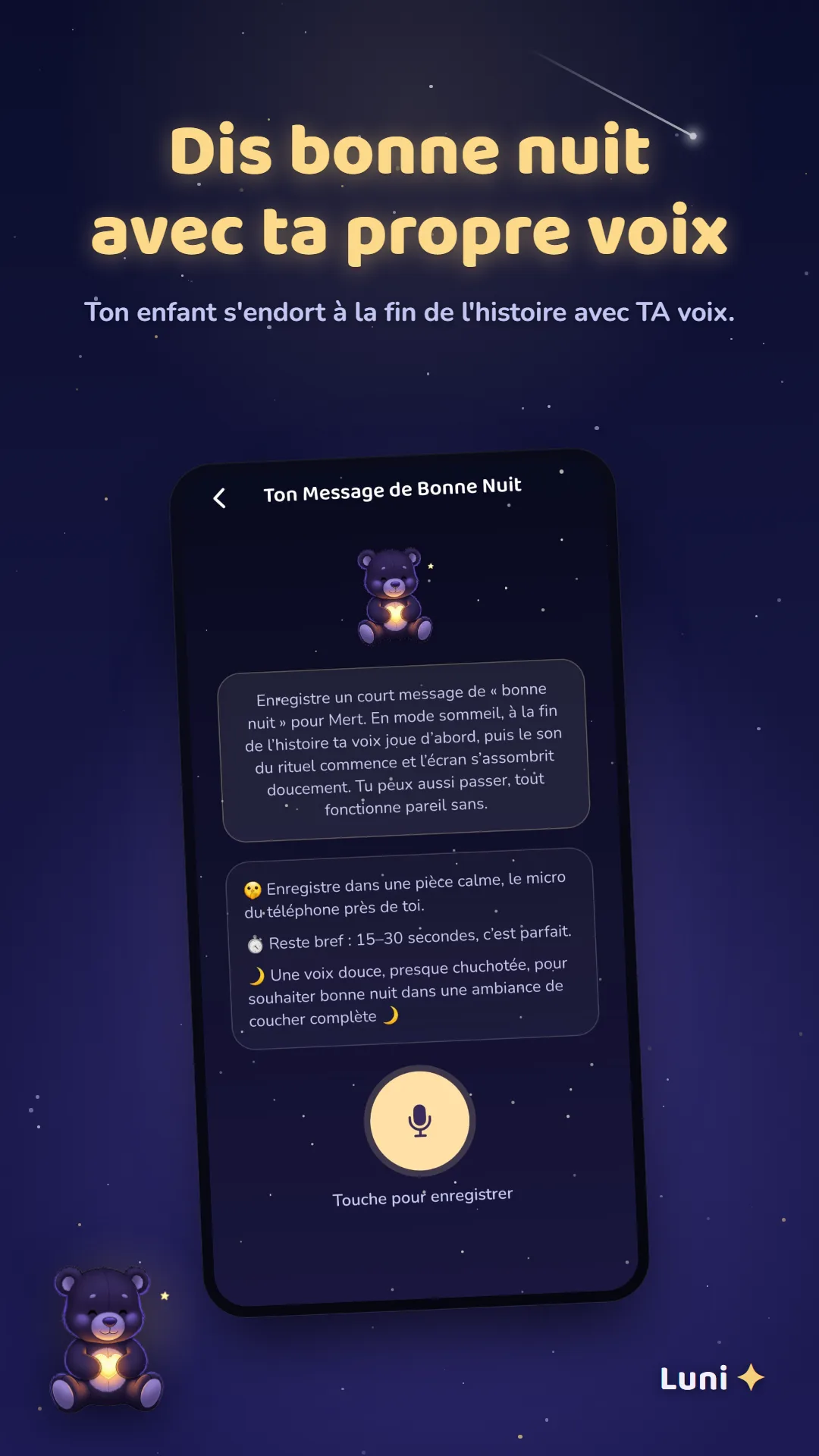 Un message de bonne nuit enregistré par un parent