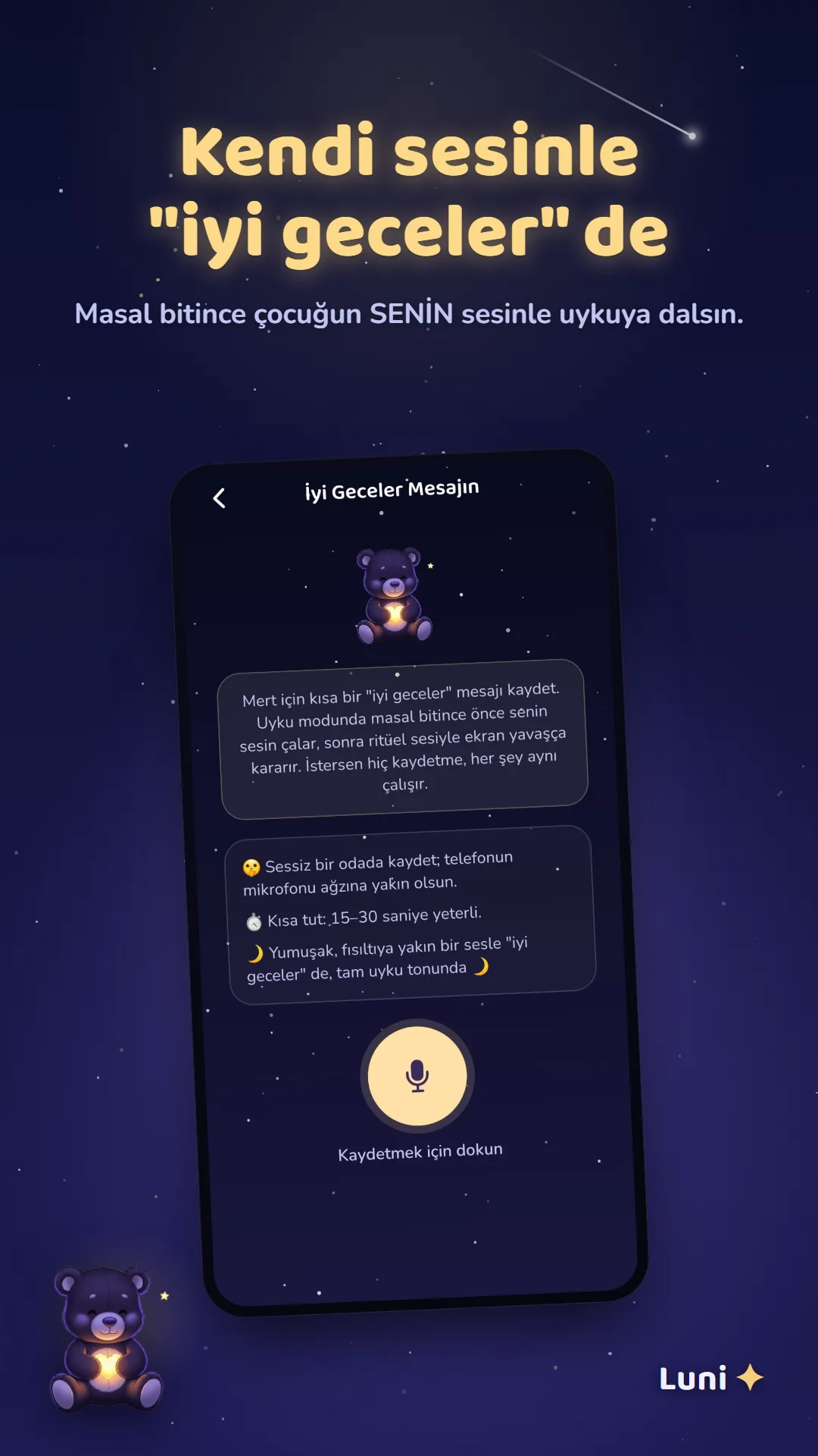 Bir ebeveynin kendi sesiyle kaydettiği iyi geceler mesajı